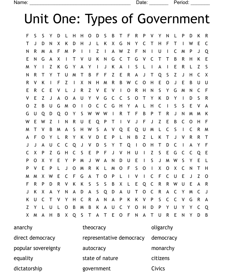Government word search