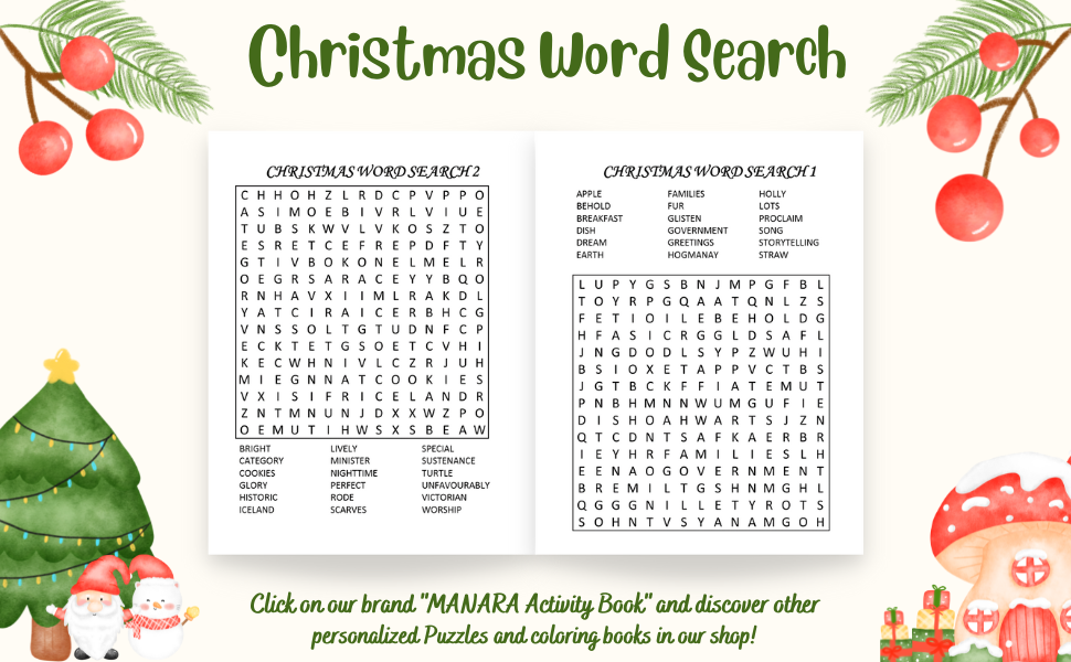 Christmas word search for kids ages