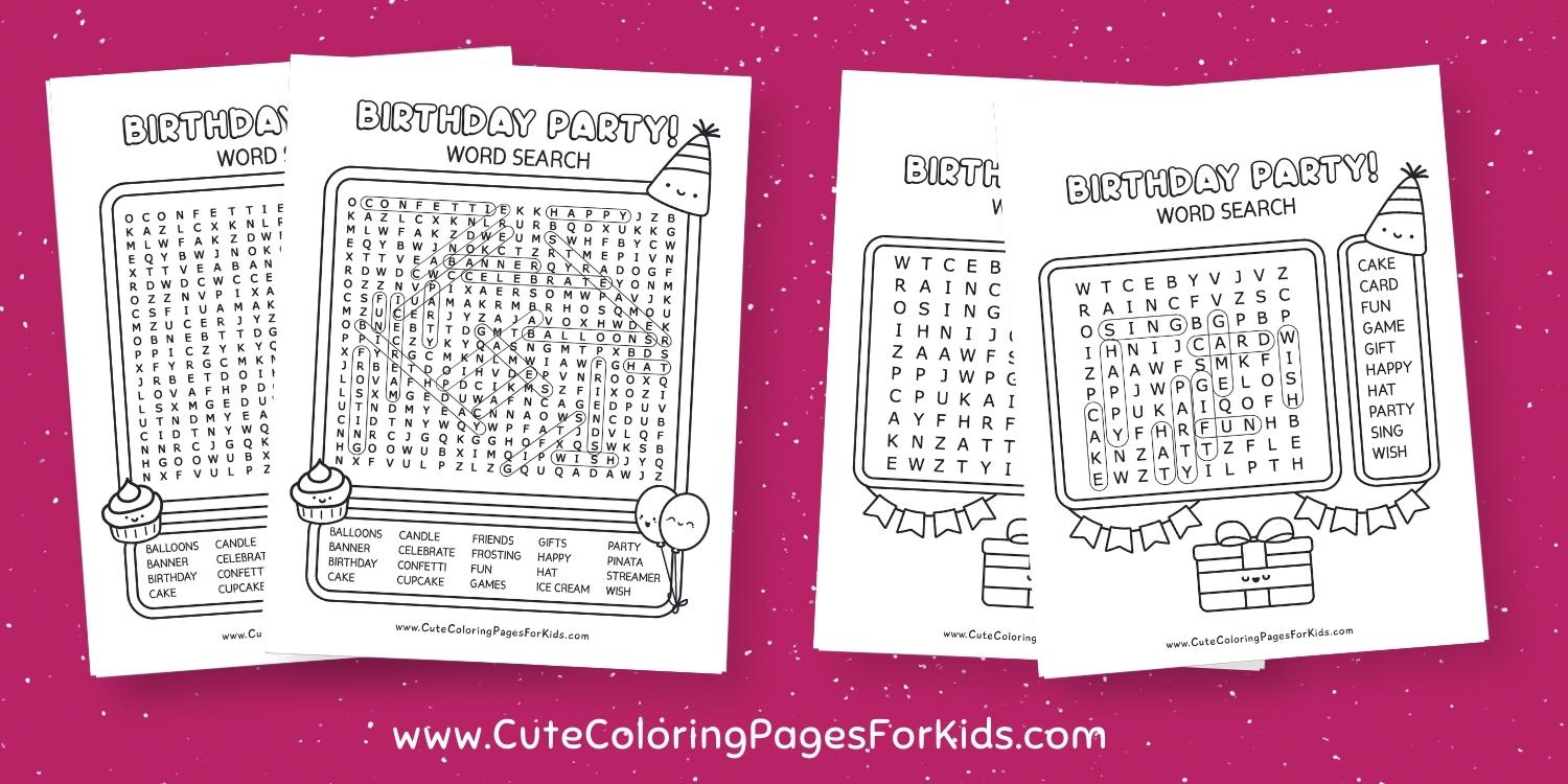 Birthday party word search