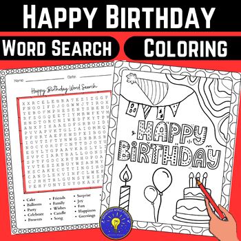 Happy birthday activities word search