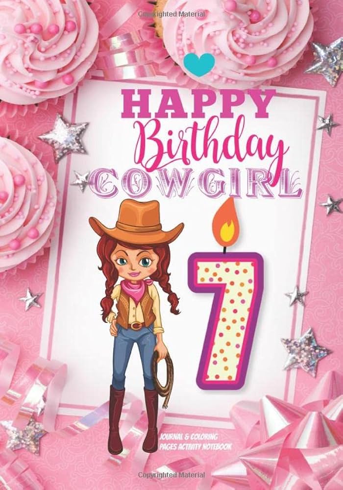 Happy birthday cowgirl journal coloring pages activity notebook cute year old girl western birthday gift ideas guided journal coloring word