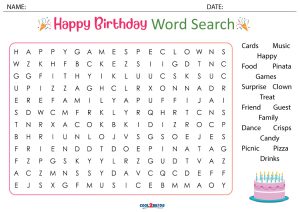 Printable birthday word search
