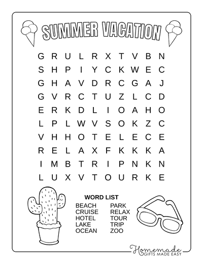 Best free printable summer word search puzzles for kids