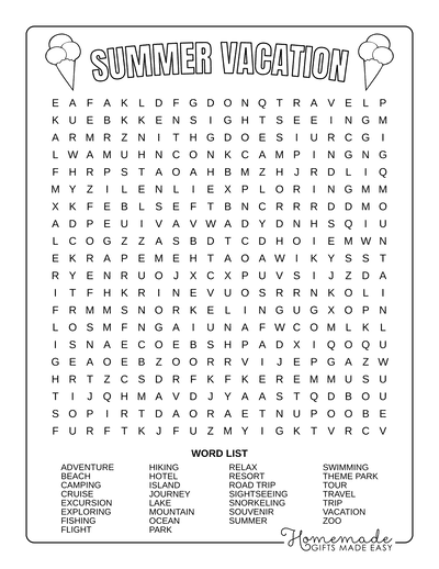 Best free printable summer word search puzzles for kids