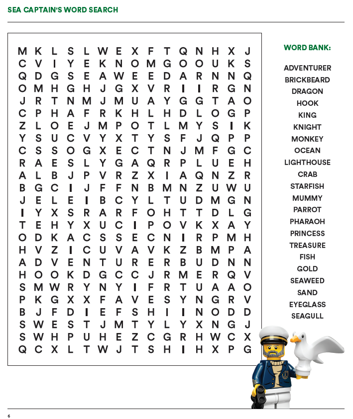 Sea captains word search
