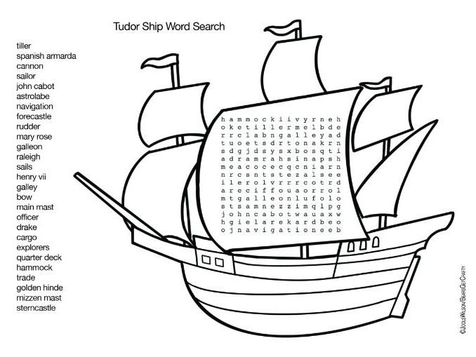 Tudor ship word search teaching resources