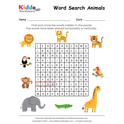 Free printable word search worksheets