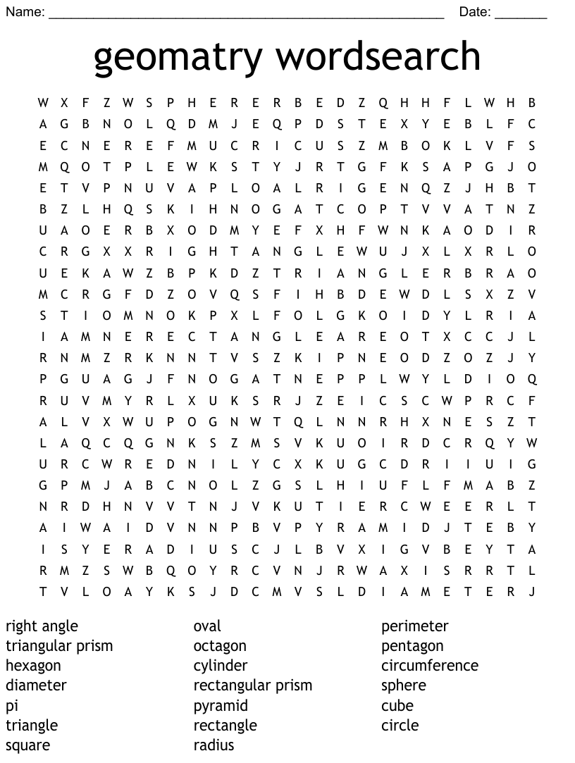Colors and shapes word search