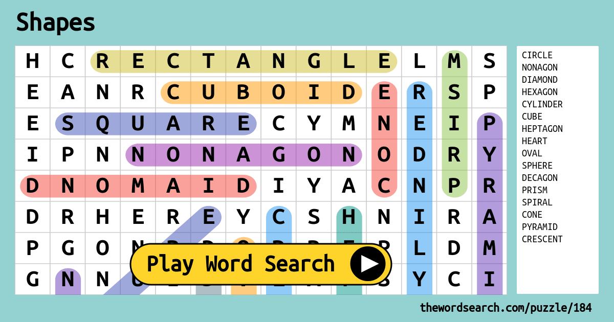 Shapes word search