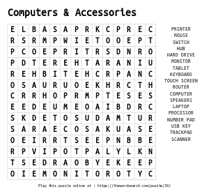 Shapes word search