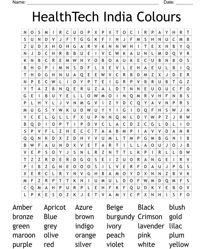 Colors and shapes word search