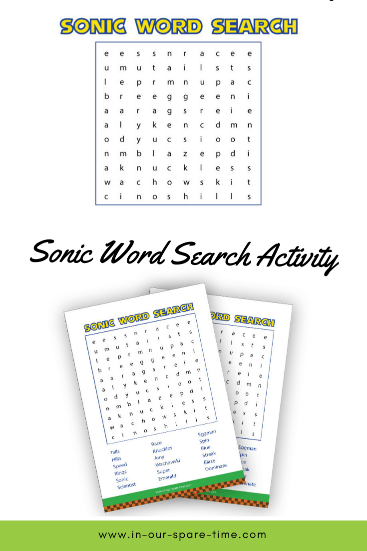 Sonic printable word search and sonic boom dvd