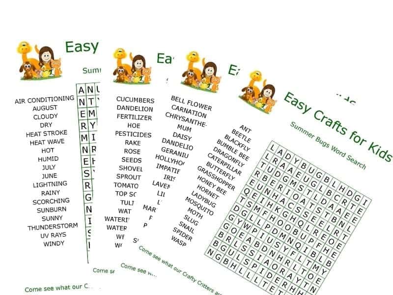 Free printable summer word search puzzles