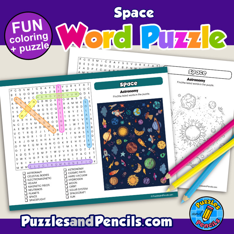 Space word search puzzle activity page astronomy wordsearch made by teachers