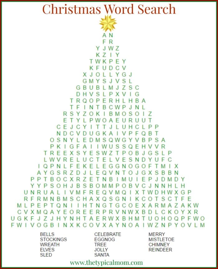 Free christmas word search printables