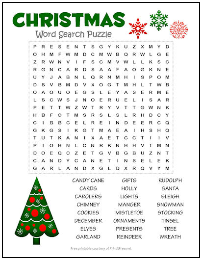 Christmas word search puzzle print it free