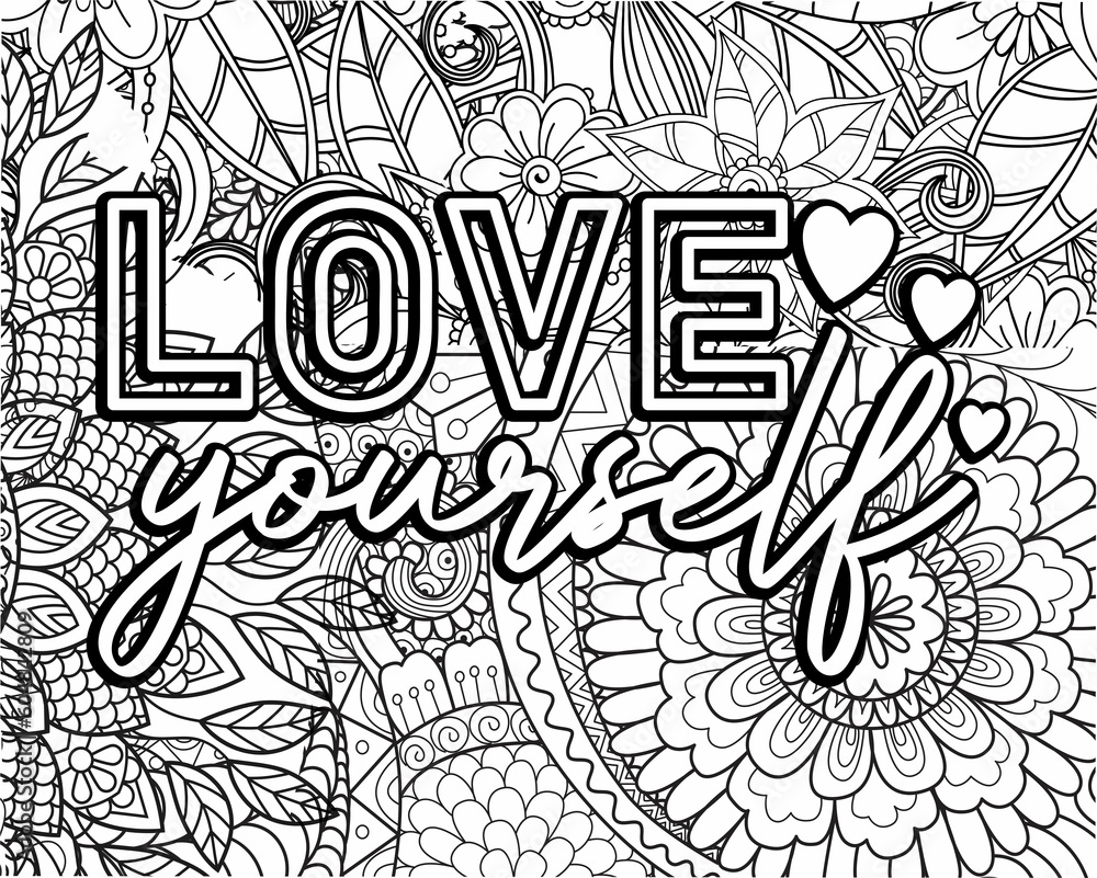 Motivational quotes coloring pages design inspirational words coloring book pages design illustration