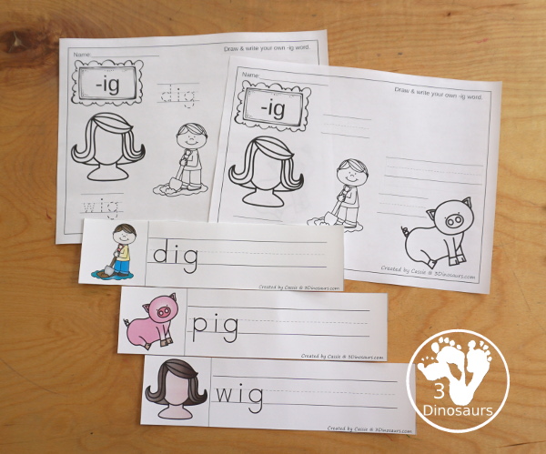Free cvc word family coloring pages short i vowel dinosaurs