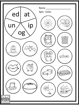 Spin a word family printable skills sheets