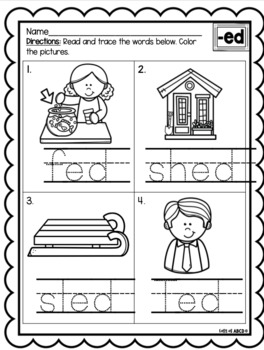 Ed word family printables by easy as abcd tpt