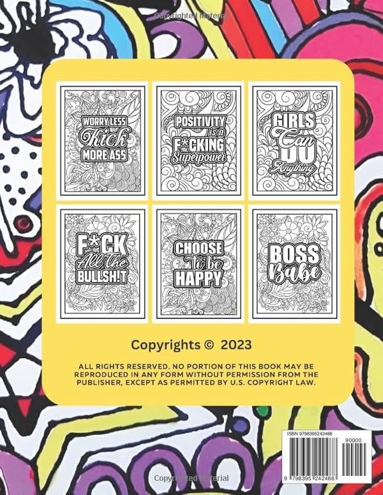 Adult motivational swearing quotes coloring book funny swear words to relief stress