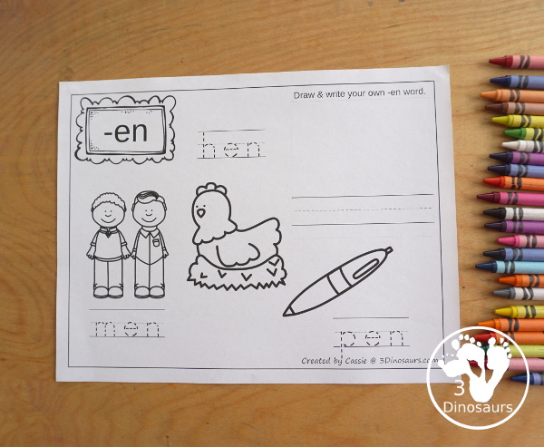 Free cvc word family coloring pages short e vowel dinosaurs