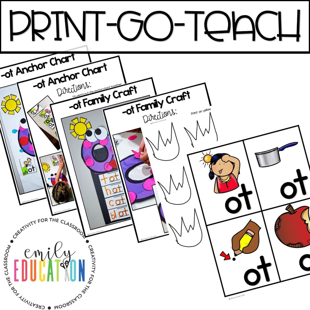 Ot word family anchor chart and craft activity