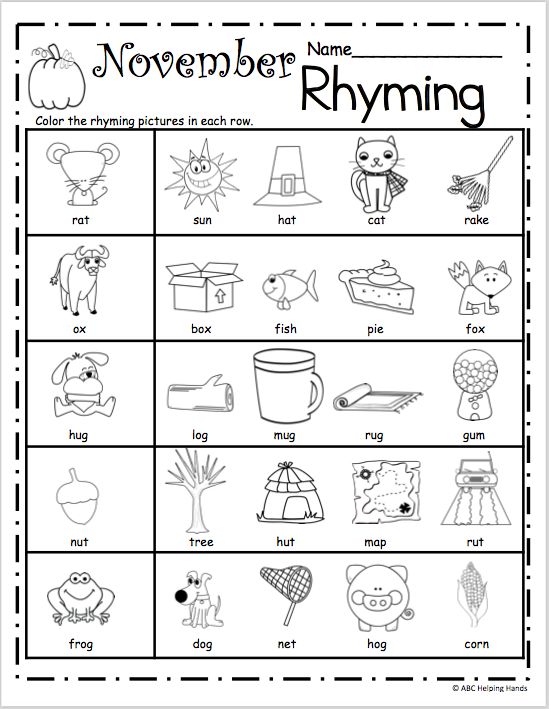 Free november rhyming worksheets made by teachers rhyming worksheet rhyming activities rhyming words worksheets