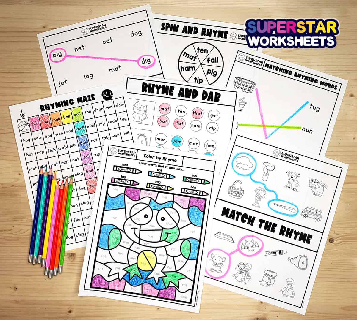 Rhyming worksheets for kindergarten