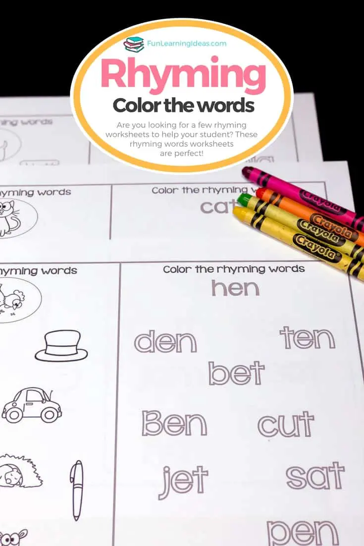 Color the rhyming words hands on rhyming worksheets