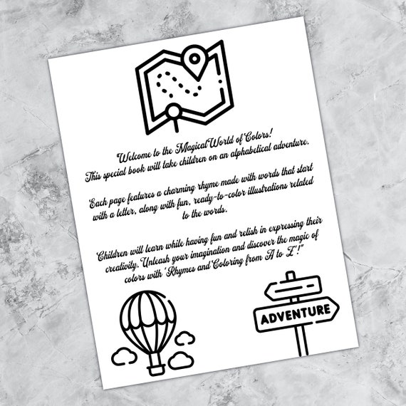 Kawaii alphabet coloring rhyme book for children