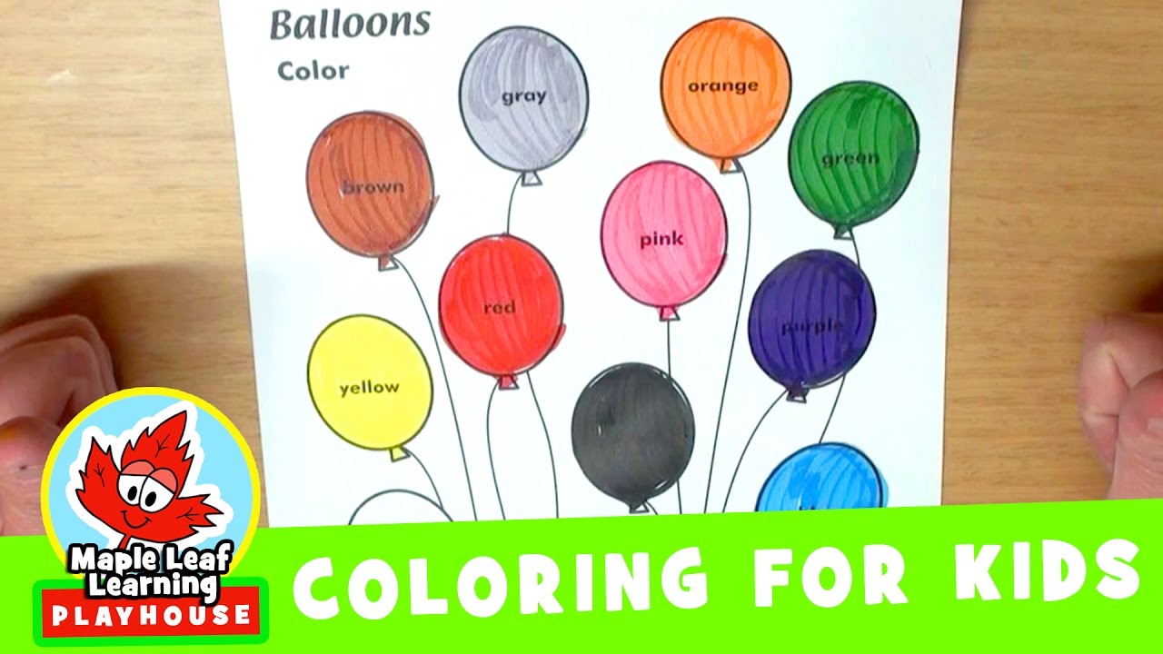 Balloon coloring page for kids maple leaf learning playhouse