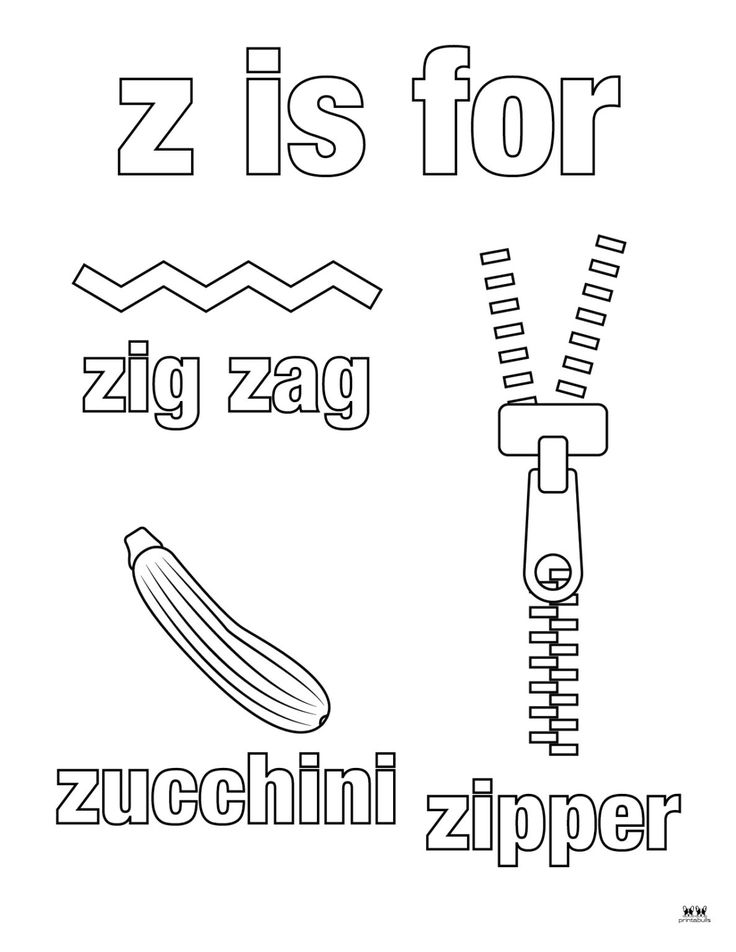 Letter z coloring pages
