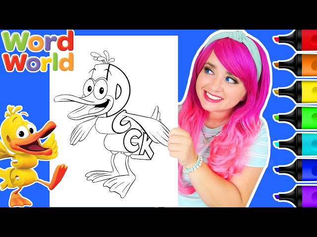 Coloring duck word world coloring page ohuhu art markers
