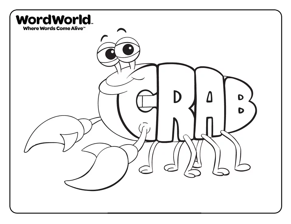 Crab from wordworld fãrbung seite