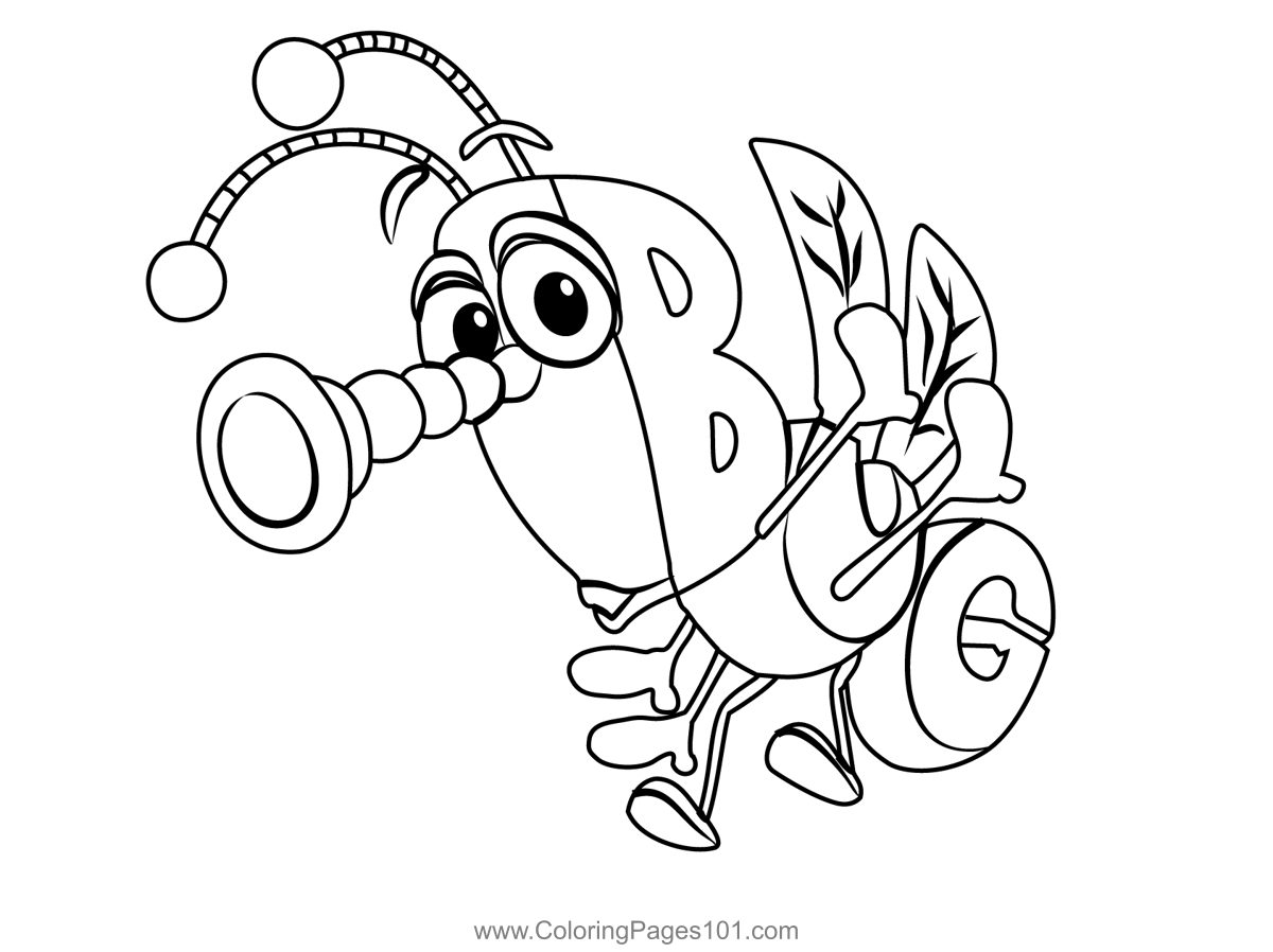Bug from wordworld coloring page for kids