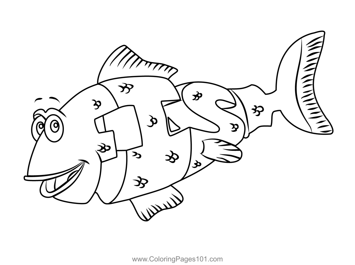 Fish from wordworld coloring page for kids