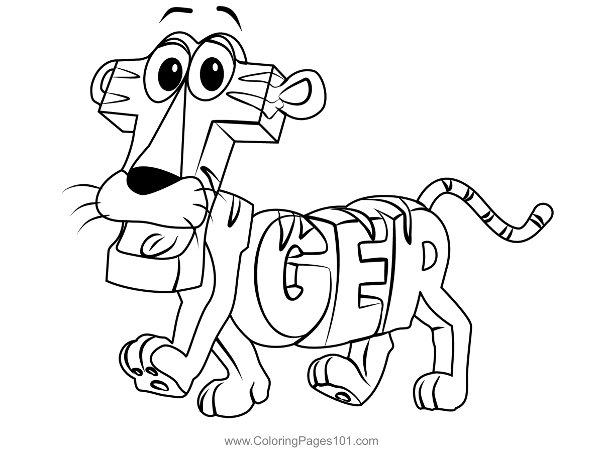 Tiger from wordworld coloring page for kids