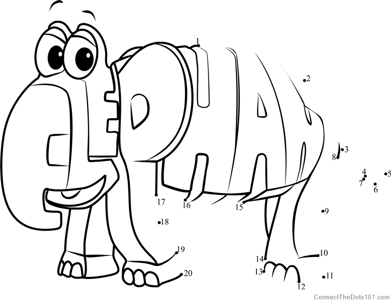 Elephant from wordworld dot to dot printable worksheet