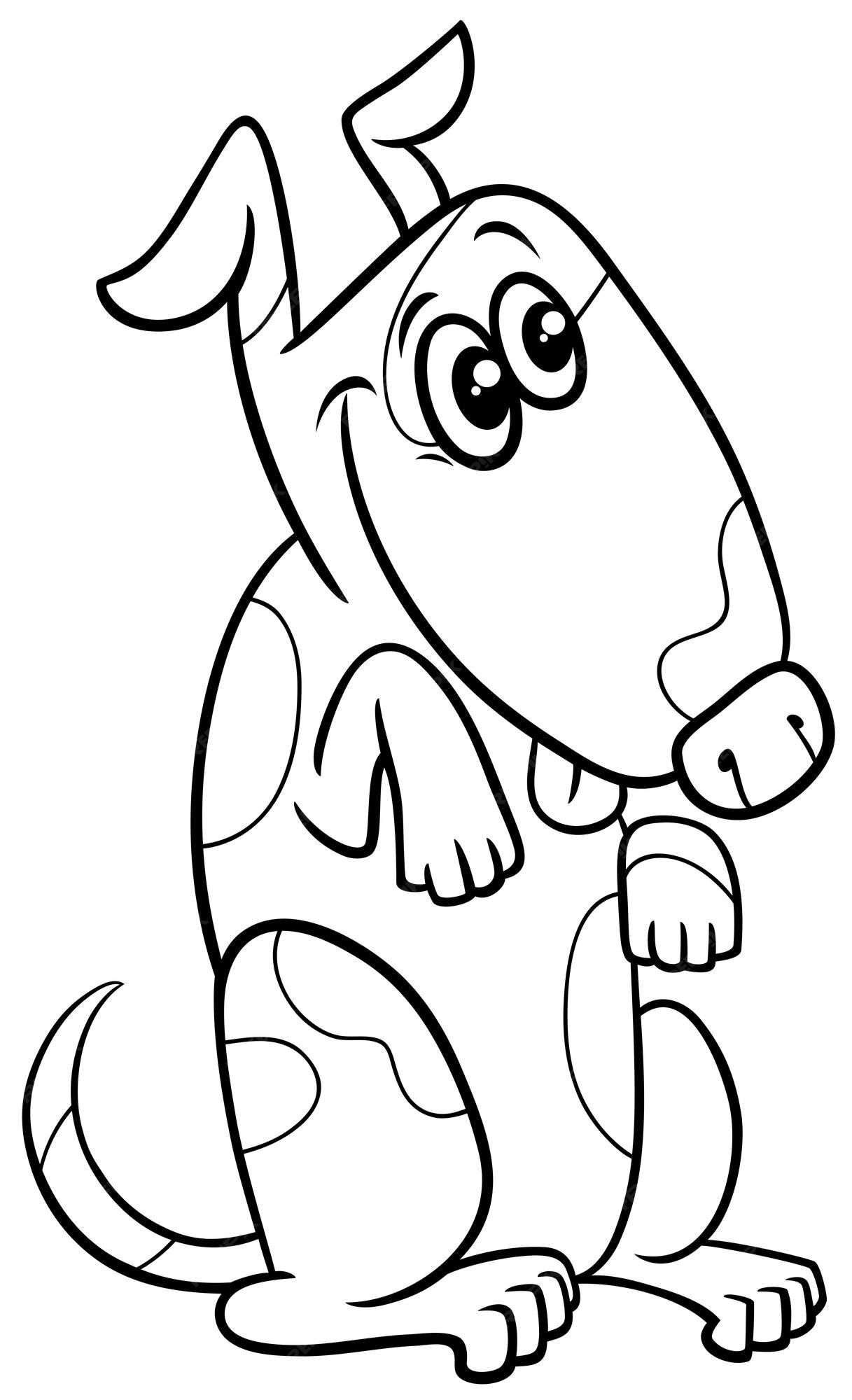Premium vector cartoon spotted dog animal character coloring page
