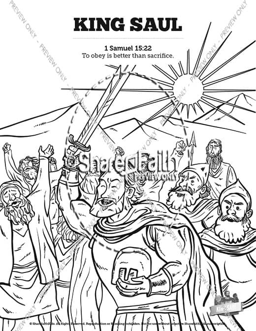 King saul sunday school coloring pages â