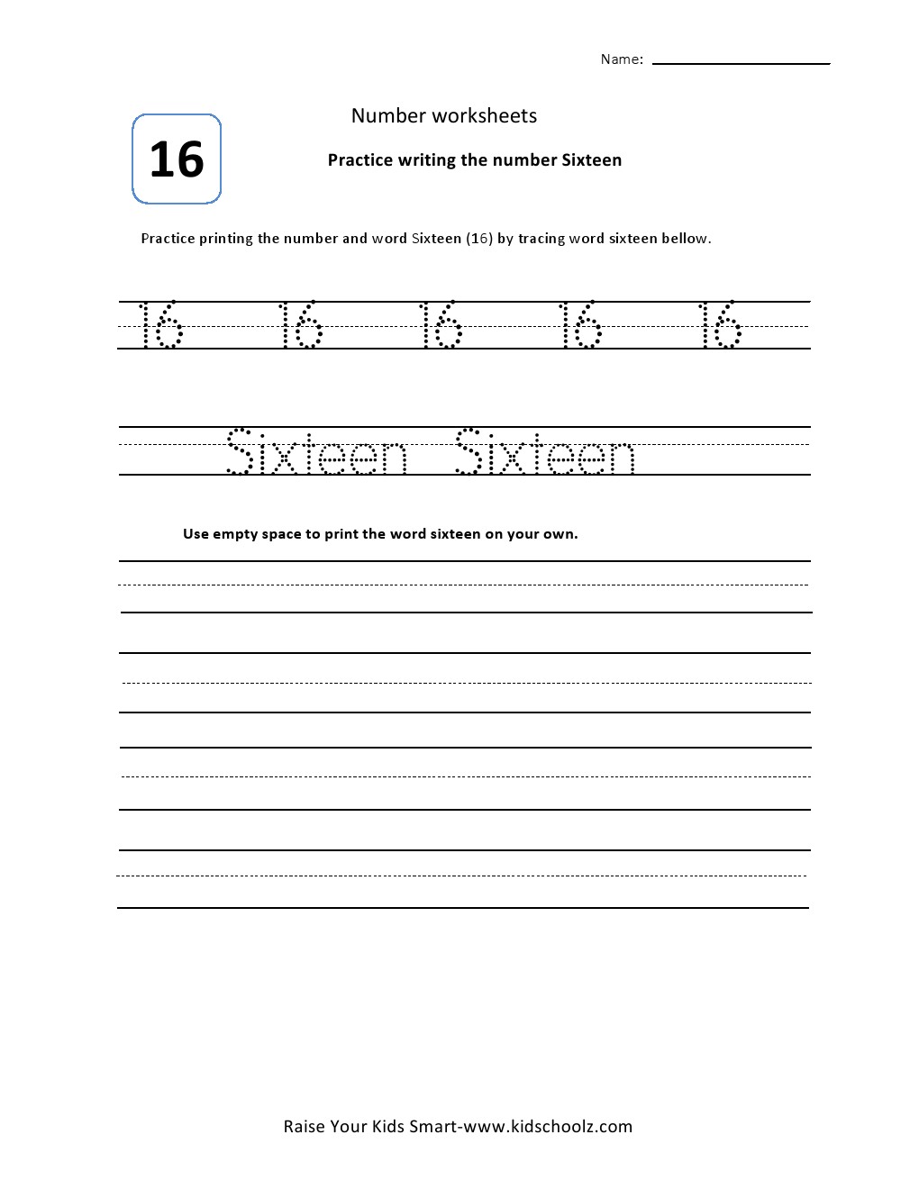 Tracing numbers worksheets