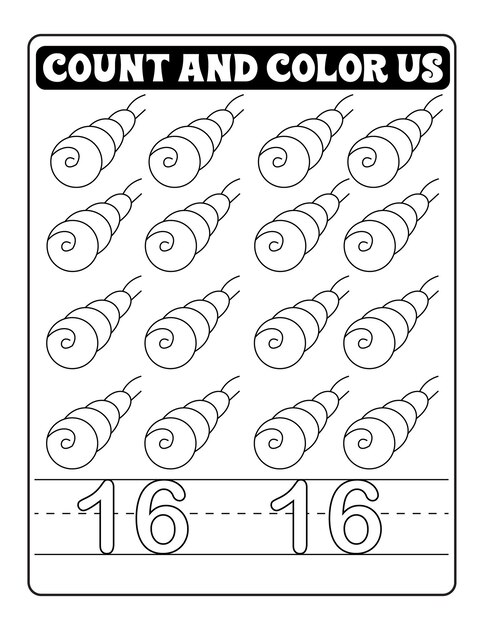 Premium vector counting and number coloring pages