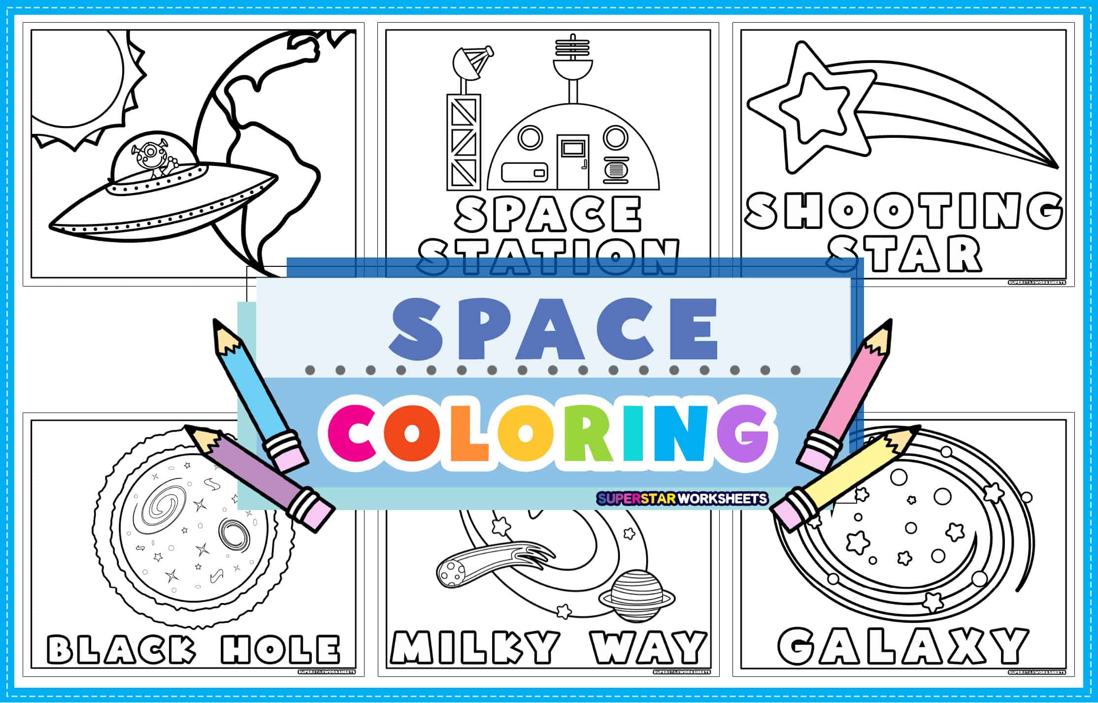 Space coloring pages