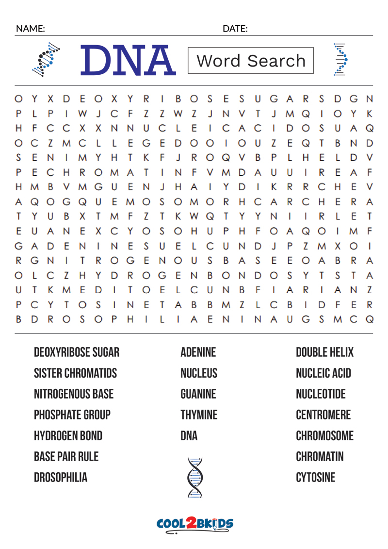 Printable dna word search
