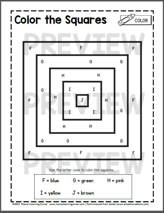 Square worksheets and booklet