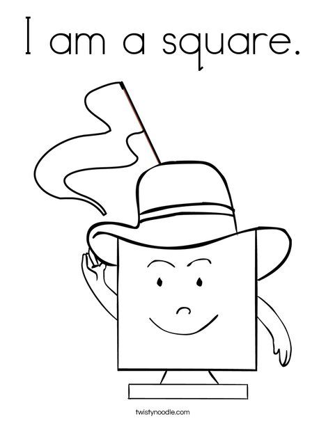 Square with hat coloring page alphabet crafts preschool coloring pages shape worksheets for preschool
