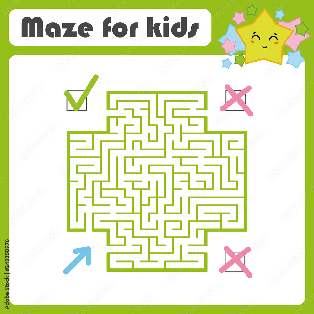 Square color maze kids worksheets activity page game puzzle find the right path from the blue