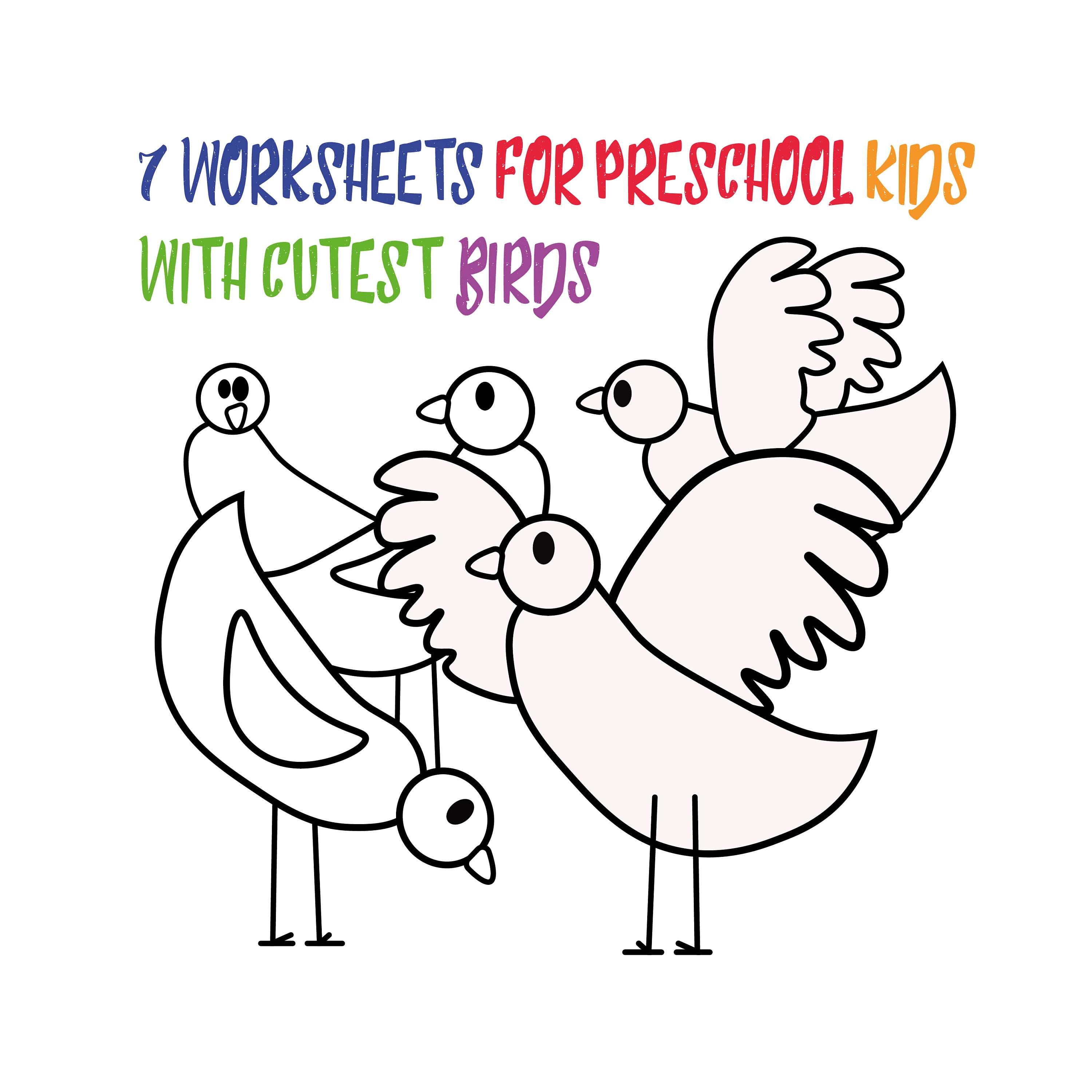Worksheets for preschool kids bird coloring pages count and paint size parison fun worksheets for kids