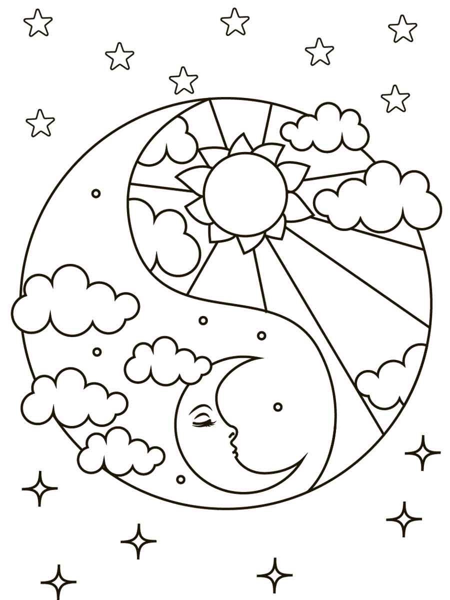 Day and night coloring pages